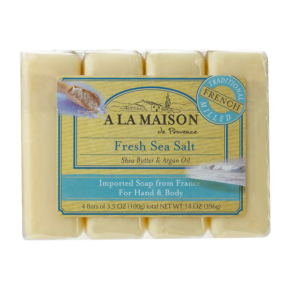 A La Maison with Shea Butter and Argan Oil Hand and Body Bar Soaps, Fresh Sea Salt, 4 Ea